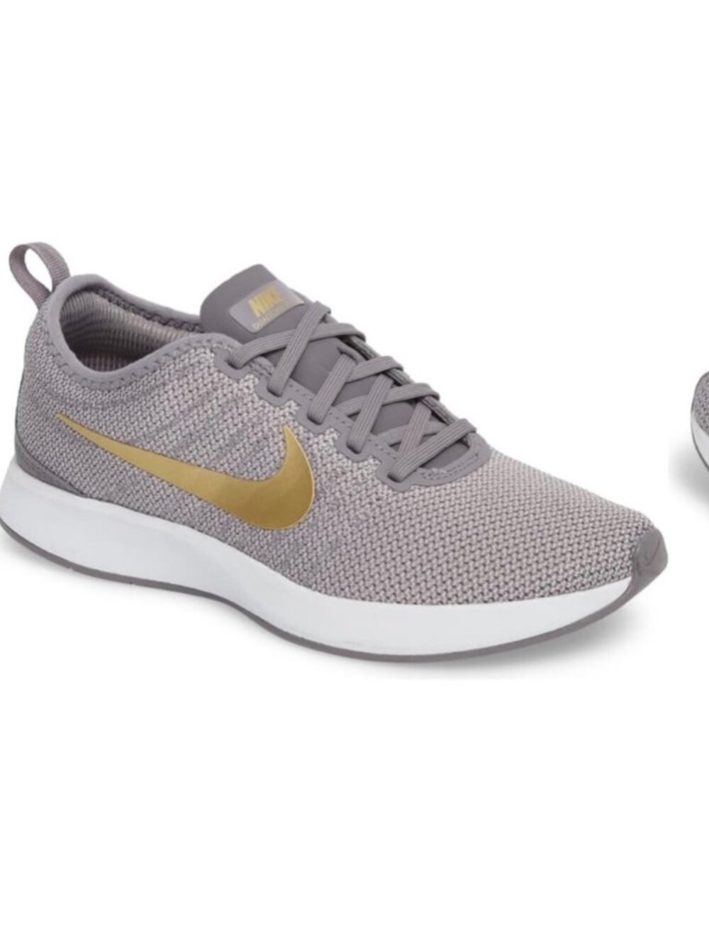 Nike Dualtone Racer Gray Woven Sneaker with Gold Logo